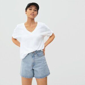 Everlane The Organic Cotton Slouchy V-Neck White Base - Size XXS